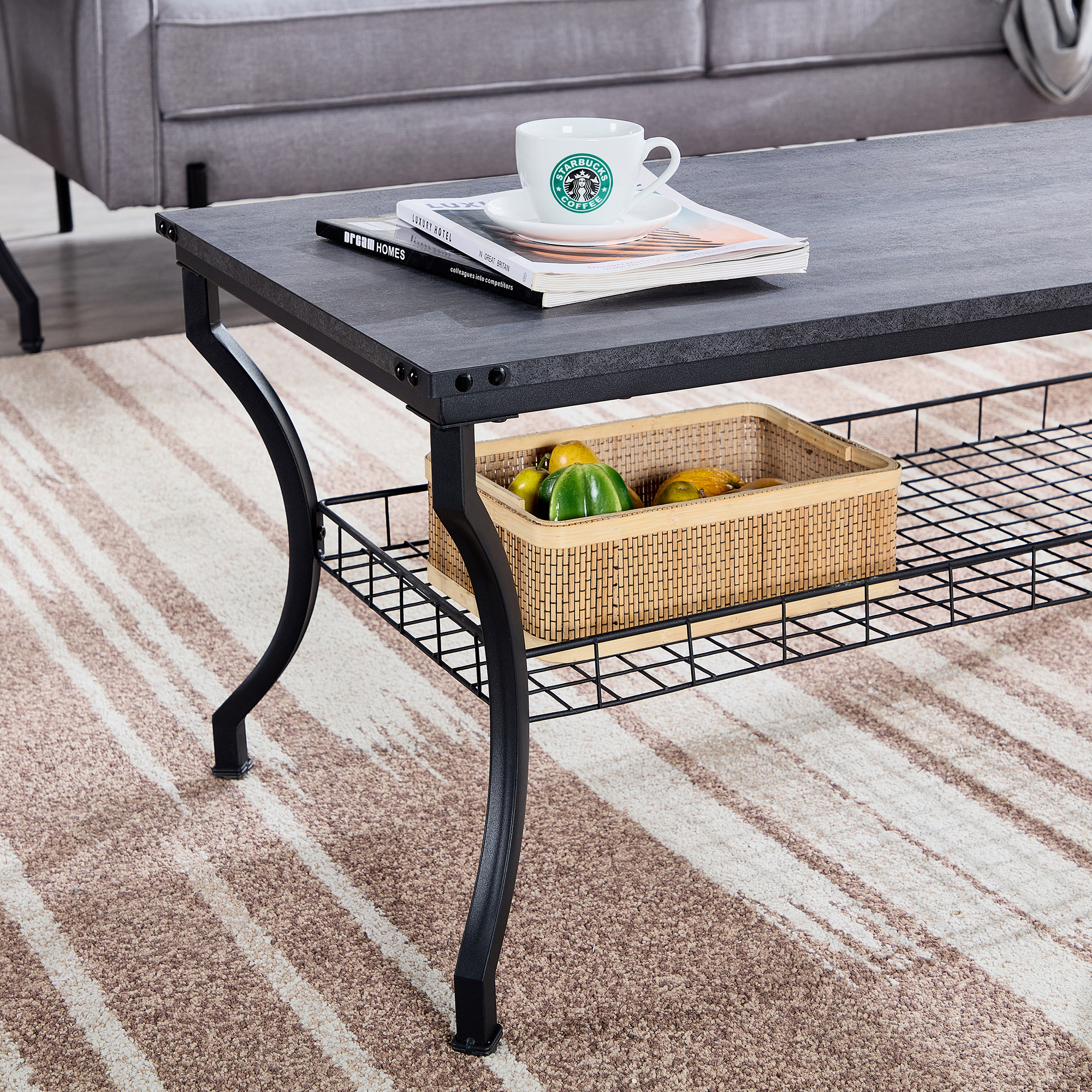 3-Piece Coffee Table Set, Living Room Sets Coffee and End Tables with  Open Storage Shelves, Coffee Table End Table