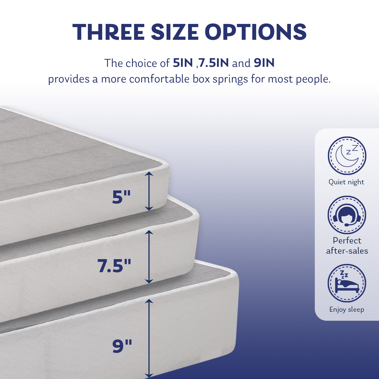 Twin Full Queen Spring 9 Inch Metal Boxspring With Non Slip Fabric Bed