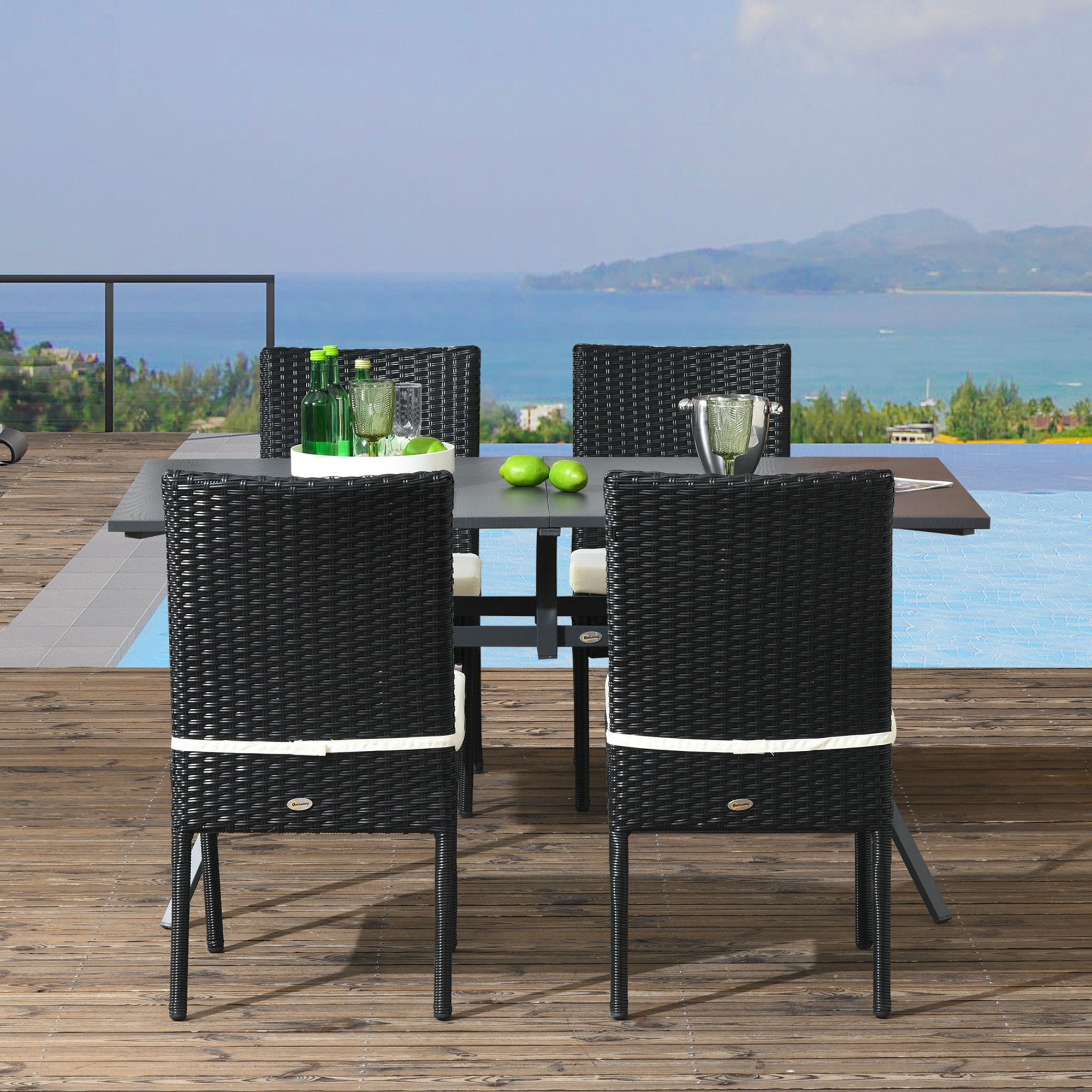 4 Pe Rattan Outdoor Dining Chairs Cushions Patio - Temu