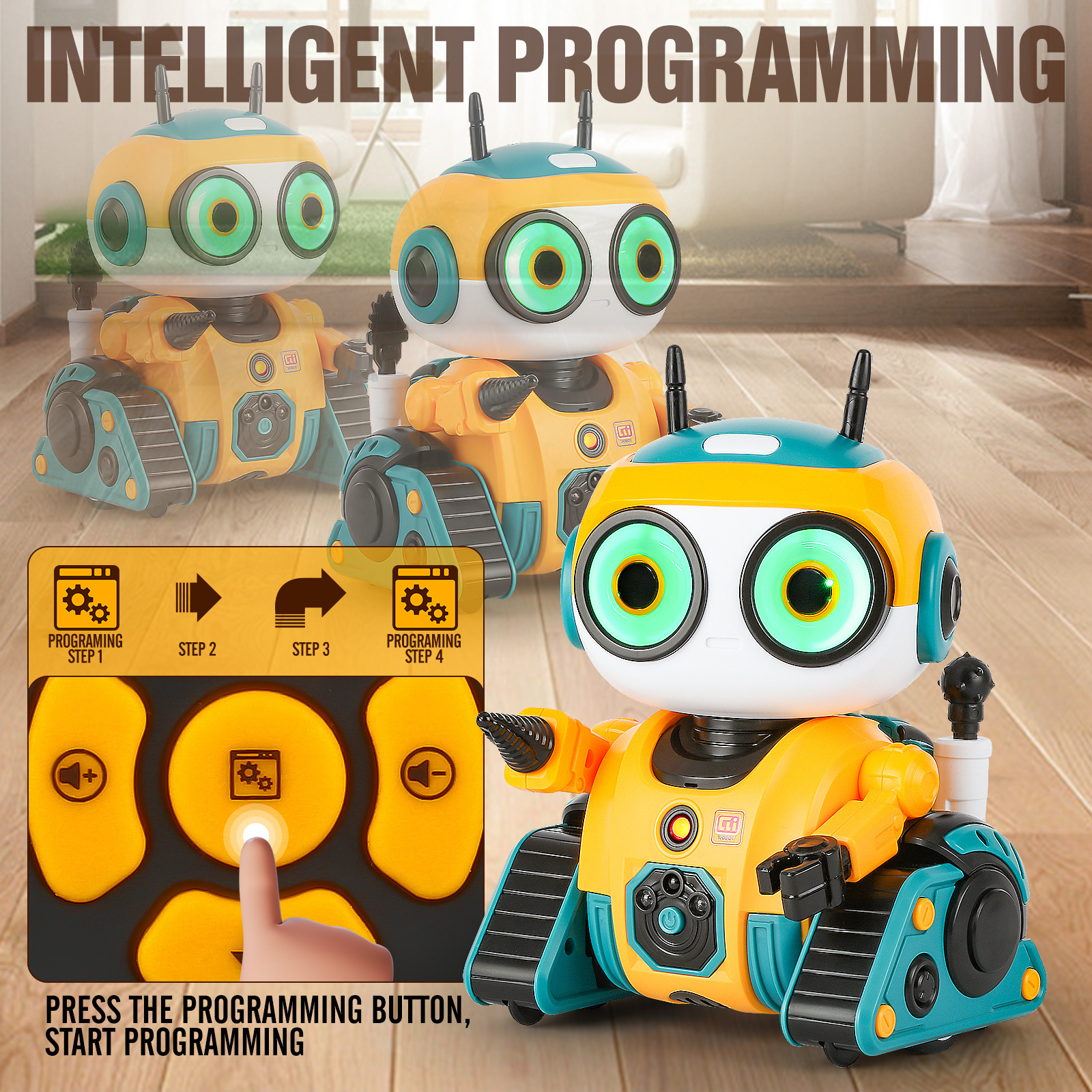 AI Interactive RC Robot facial expression Intelligent Remote Control Smart Robo with Magic Voice Record LED eyes Gesture Induction Programming Touch Induction Robot Gift for Kids