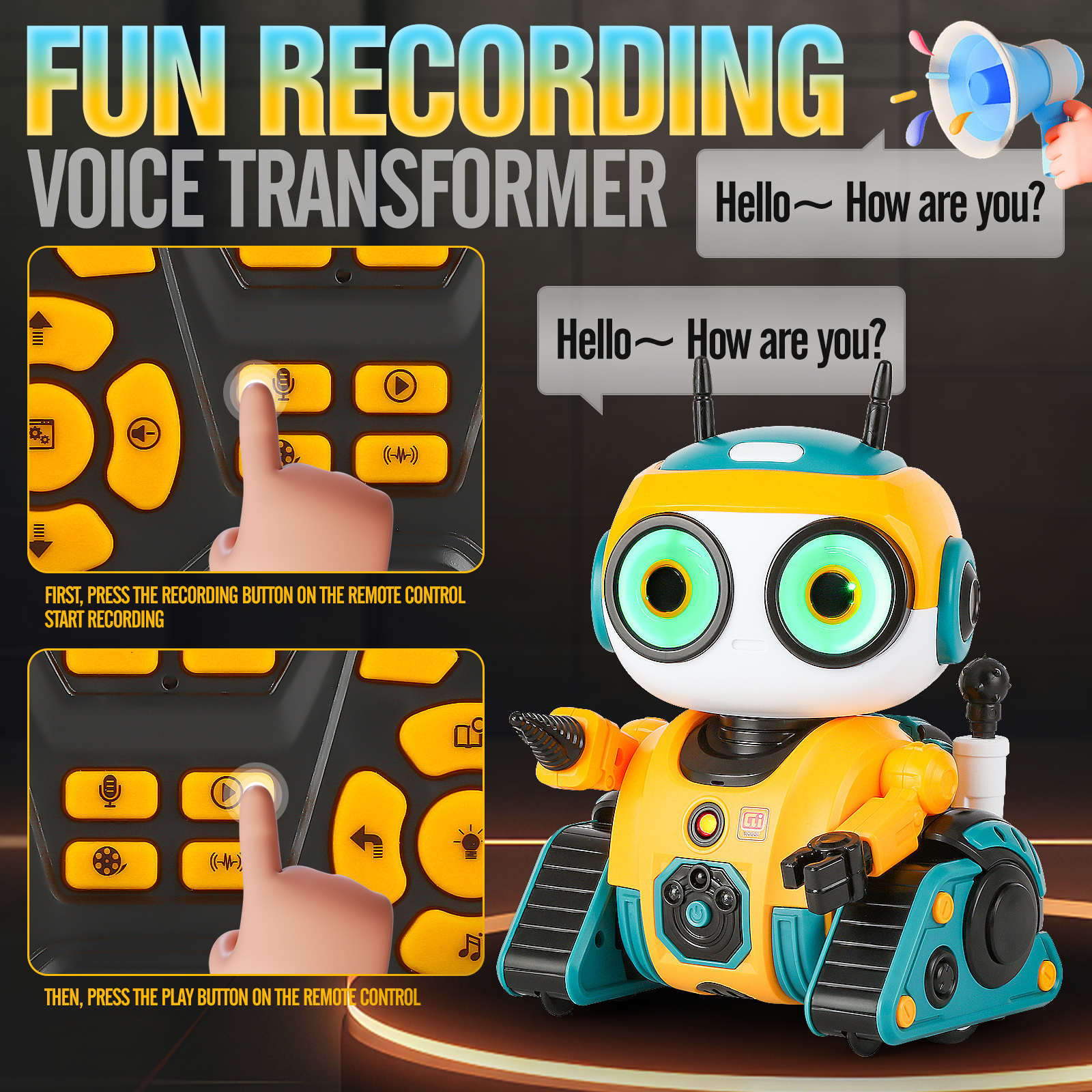 AI Interactive RC Robot facial expression Intelligent Remote Control Smart Robo with Magic Voice Record LED eyes Gesture Induction Programming Touch Induction Robot Gift for Kids