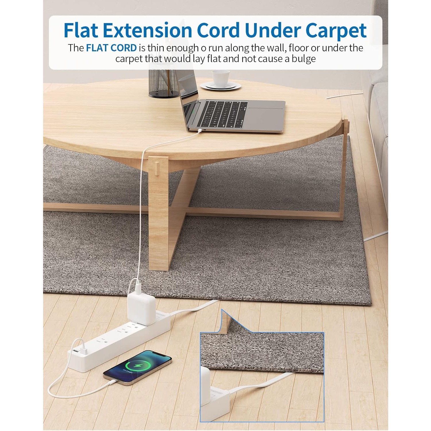 Flat Extension Cord Ultra Thin Flat Extension Cord Carpet Temu
