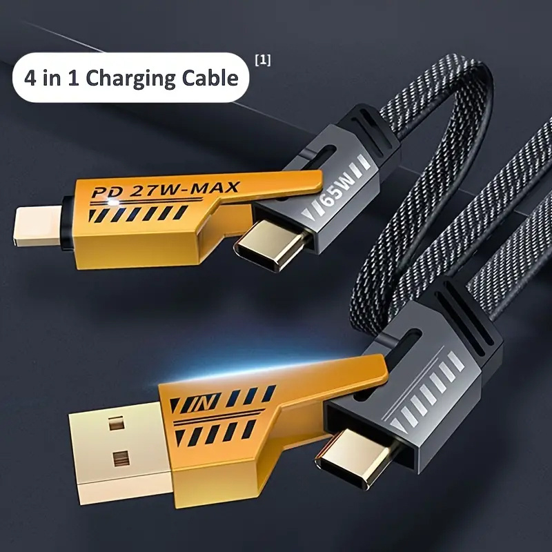 

A Mechanical Armor Charging Cable, Featuring A Versatile Data Cable With 4 Interchangeable Interfaces To Cater To A Wide Range Of Devices.