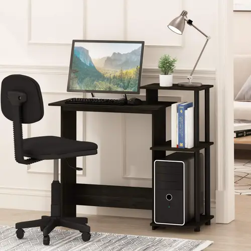 home laptop notebook computer desk with square shelves espresso saving sturdy durable multifunction easy assembly 15 6 d x 39 6 w x 33 6 h