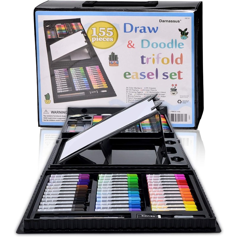 

155pcs Deluxe Trifold Easel Art Set