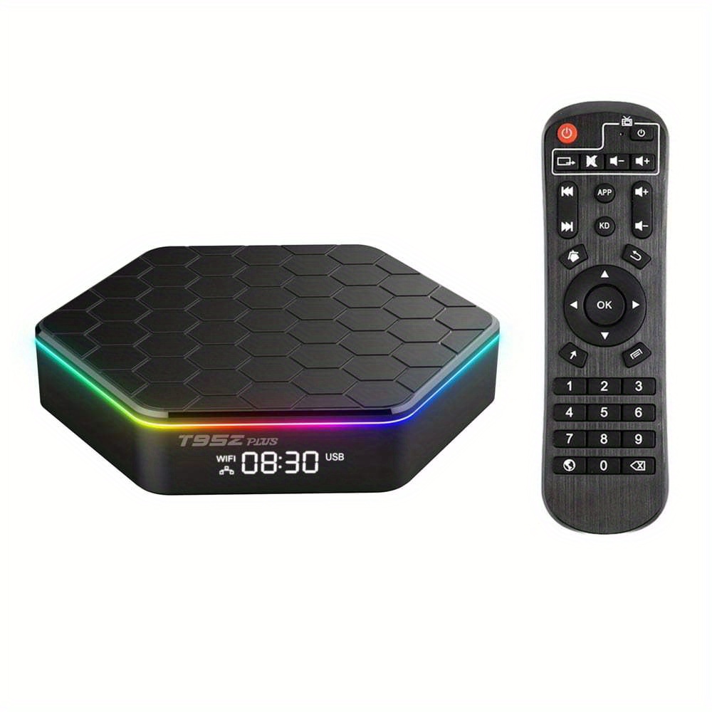 4gb 32gb t95  android 12 0 leather dual tv box with remote control 0