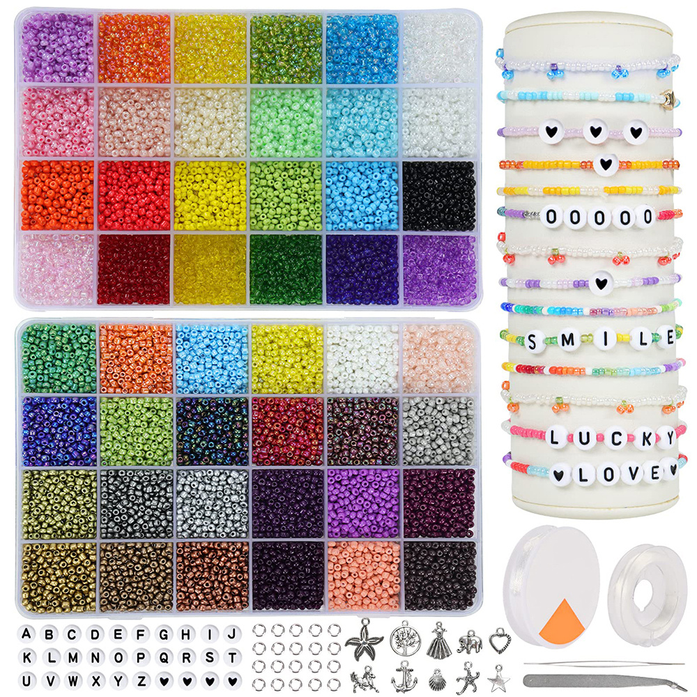 

Whonline 16800pcs 48 Colors Glass Seed Beads For Jewelry Making Kit, 3mm Small Beads For Bracelets,friendship Bracelet Beads For Diy,waist Beads Set For Charm Bracelets Making, Gift Diy