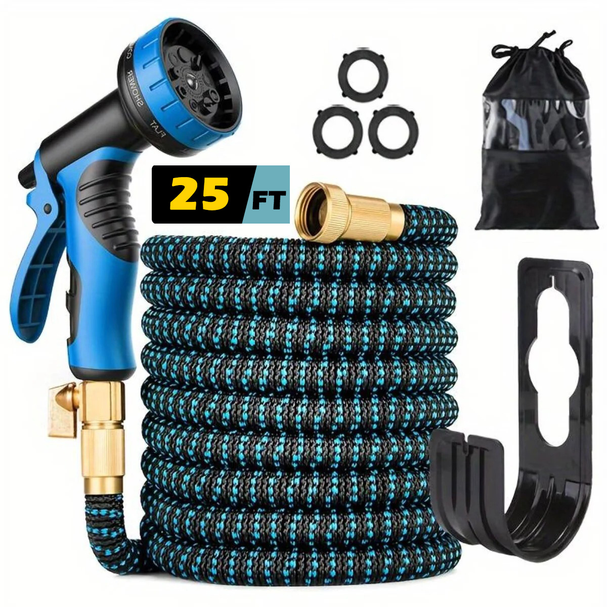 

25ft-150ft Heavy Duty Retractable Garden Hose - Sturdy Brass Fittings, Constructed Water Overflow Hose Construction, Kink-, Upgraded Leak Proof Kink-free Garden Hose