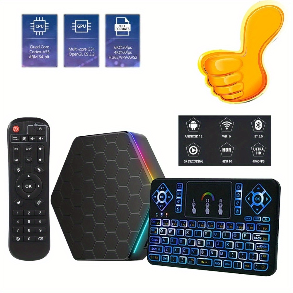 4gb 32gb t95  android 12 0 leather dual tv box with remote control details 4