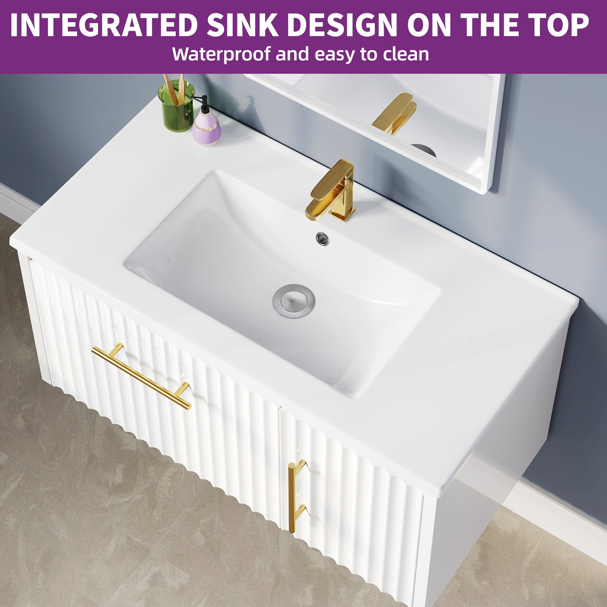 Wide Wall Mounted Bathroom Vanity Cabinet Sink - Temu