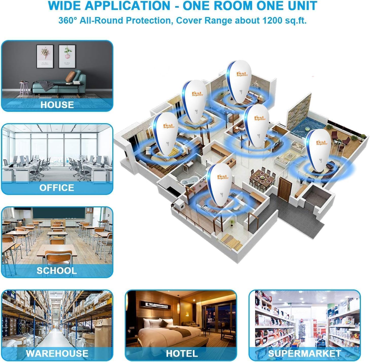 Pest Repeller 6 Pcs Electronic Pest Repellent Plug In Indoor Pest