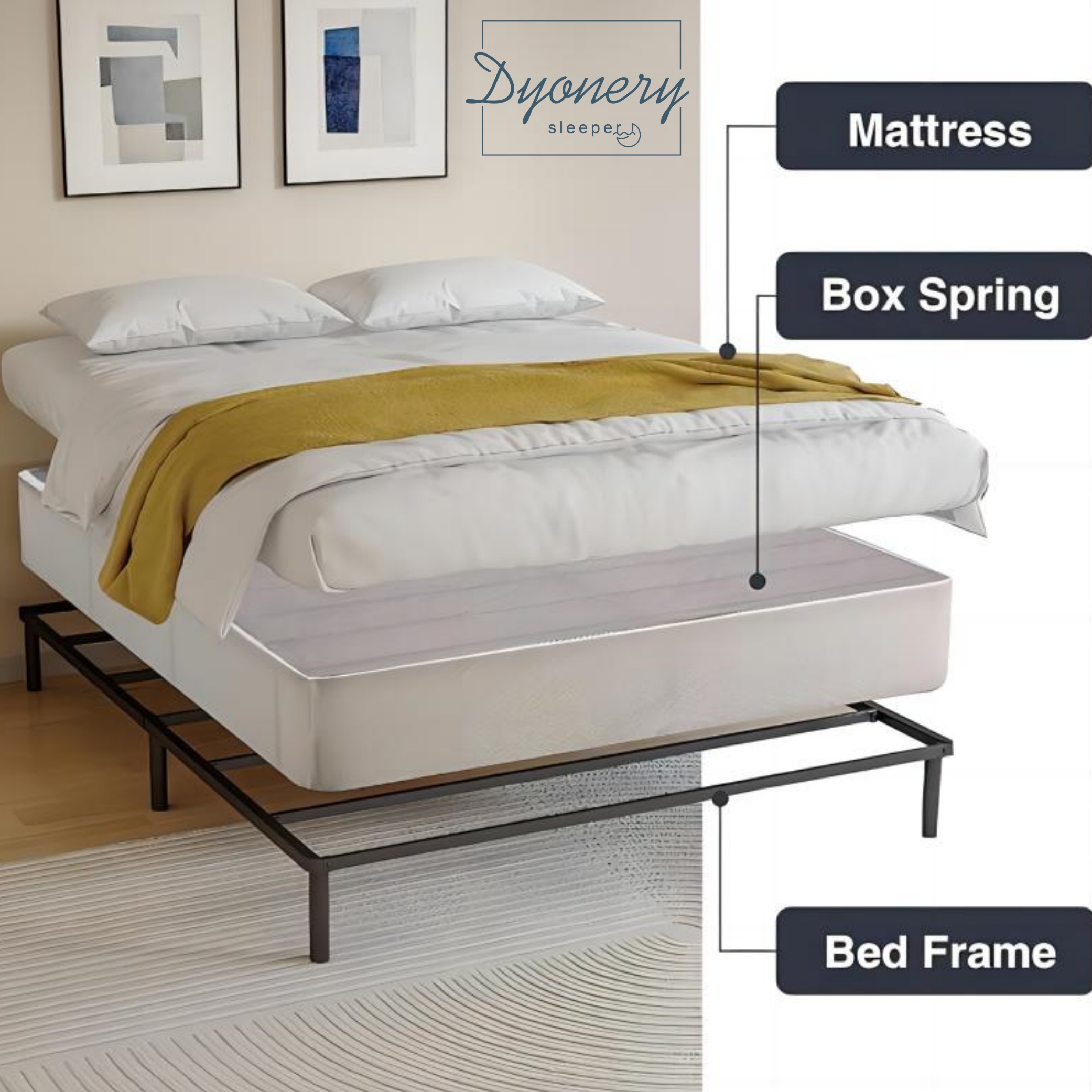 Metal Box Spring With Fabric Cover Sturdy Metal Steel Mattress Foundation Easy Twin Txl Full Queen King Cal King Size | Temu