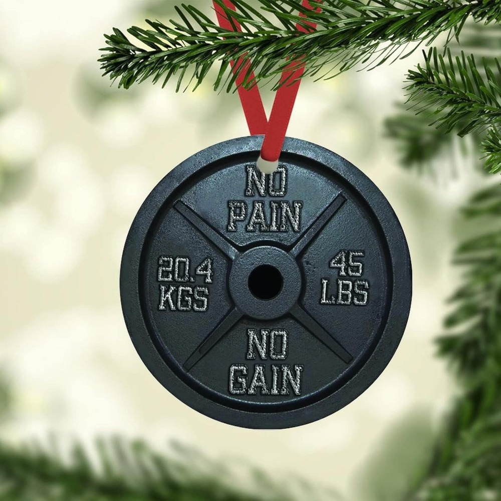 

No No Gain Liftmas Weight Personalized Christmas Tree Hanging Ornaments Decorations Ornaments , , Girlfriend, Mom, , ,