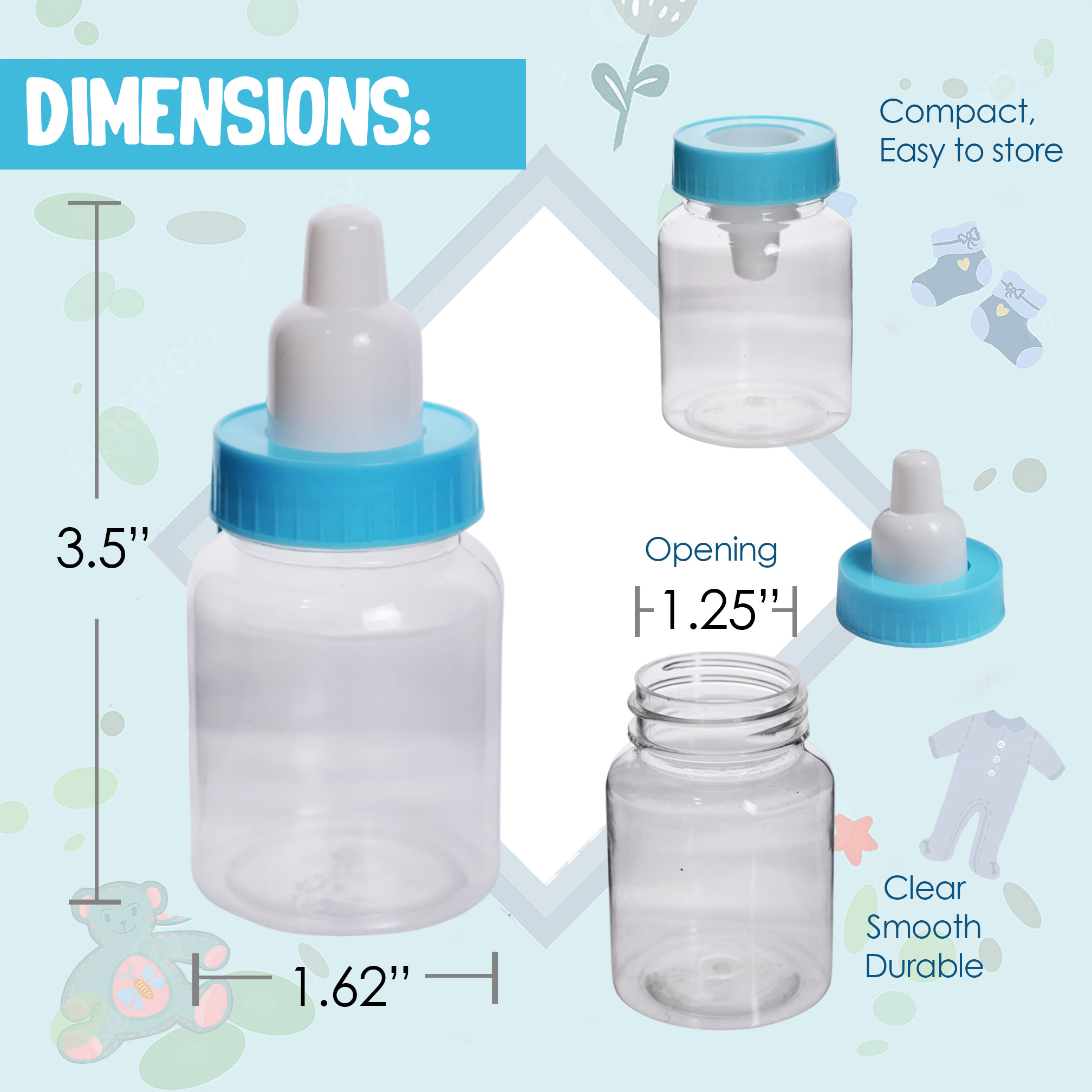 Candy Clear Baby Bottle Favors Plastic Baby Shower Favors, Candy