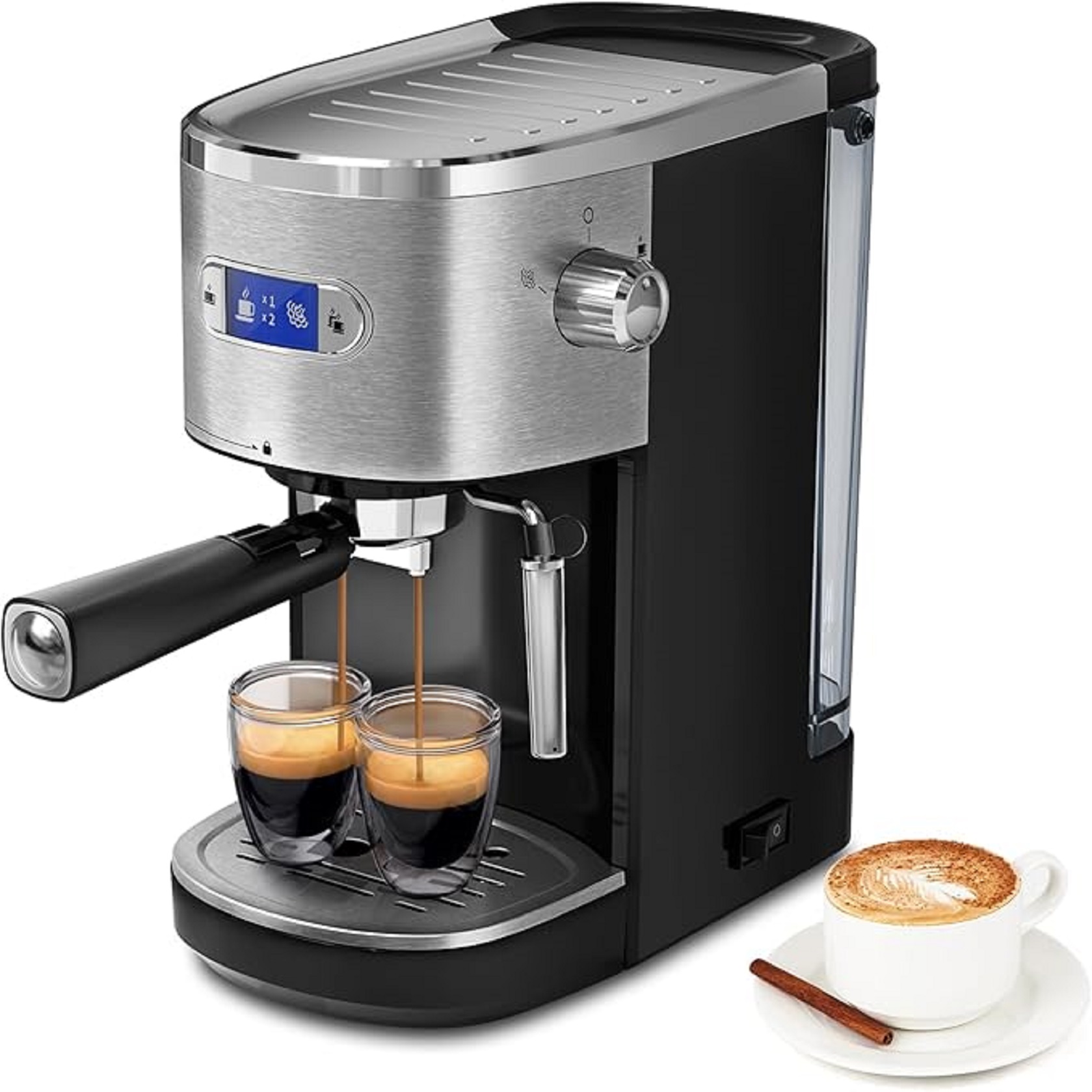 

Espresso Machine, Semi-automatic Coffee Maker With Milk Frother Wand, Compact Coffee Maker With 45oz Removable Water , Stainless Steel, Suitable For Cappuccinos And Lattes.