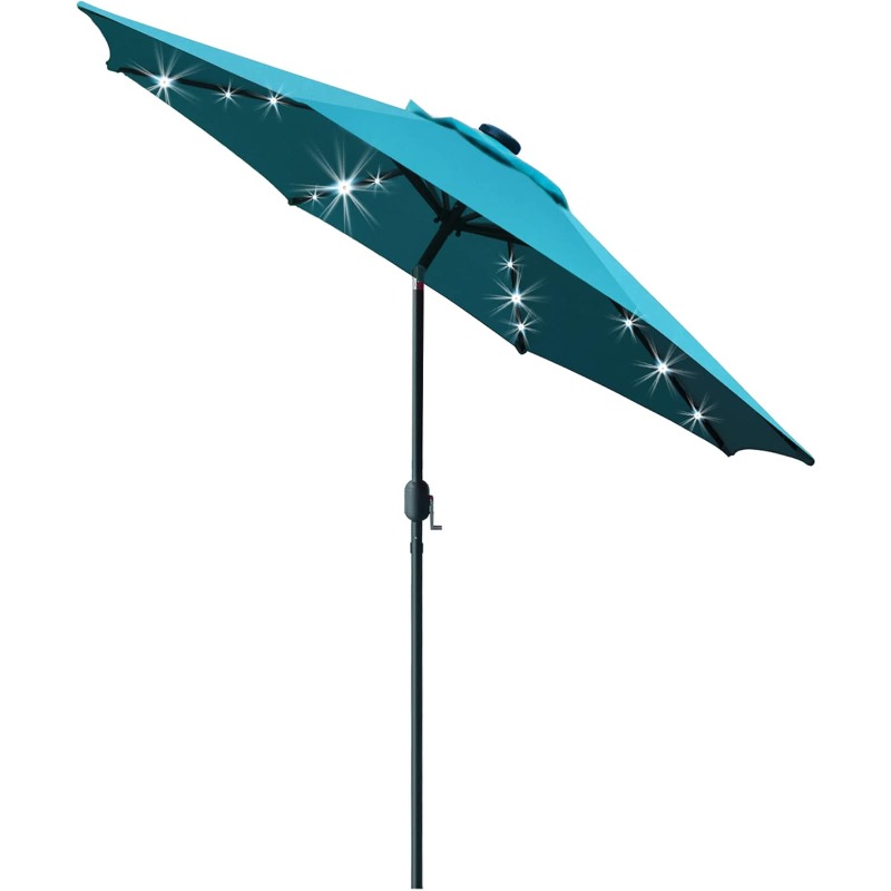 

9' Solar Led Patio Umbrella With 8 Ribs/