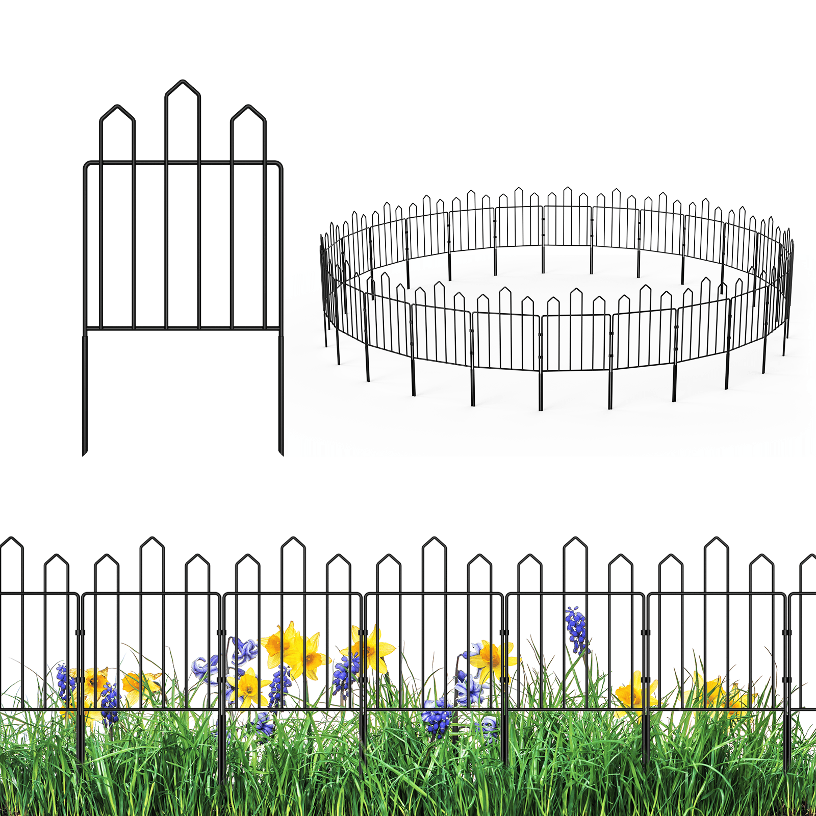 

25 Panels Decorative Garden Fence Border Small Animal Barrier Fence For Dog Rabbit No Dig Fencing Metal Flower Bed Fencing For Yard Landscape Patio Outdoor