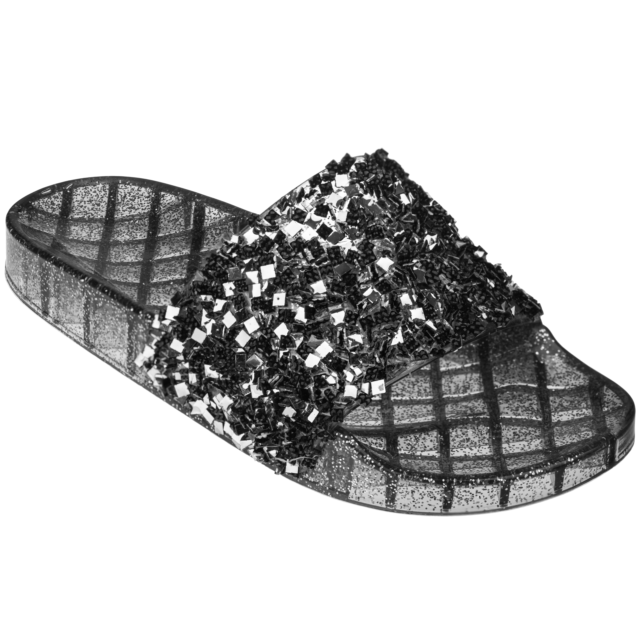 

Women Rhinestone Decor Outdoor And Indoor Glamorous Flat Slides Jelly Glitter Slide Sandals Slippers