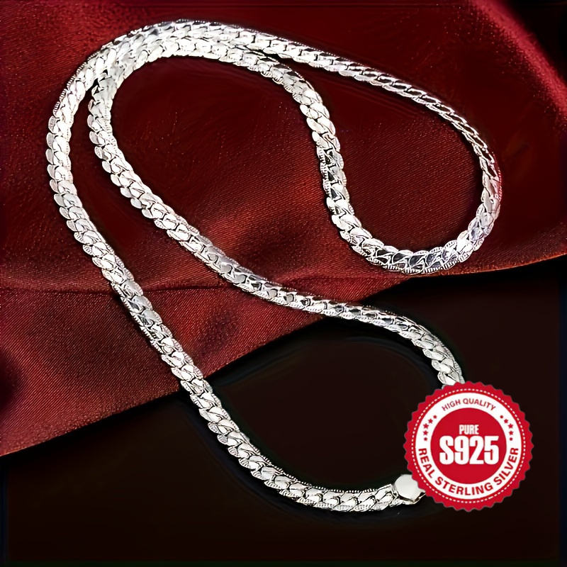 

Elegant 20 Inch 925 Sterling Silver Necklace - A Fashionable And Luxurious Design Suitable For Both Men And Women, Perfect For Weddings And Engagements