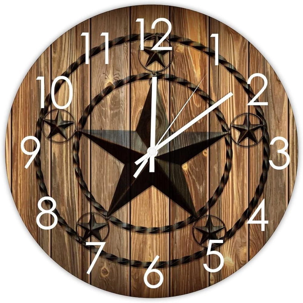 

Vintage Wall Clock Western Battery Operated Non-ticking Countryside Clock Country Wall Decoration For Farmhouse Bedroom Living Room Indoor Outdoor, Friendship Gift Best Friend Gift