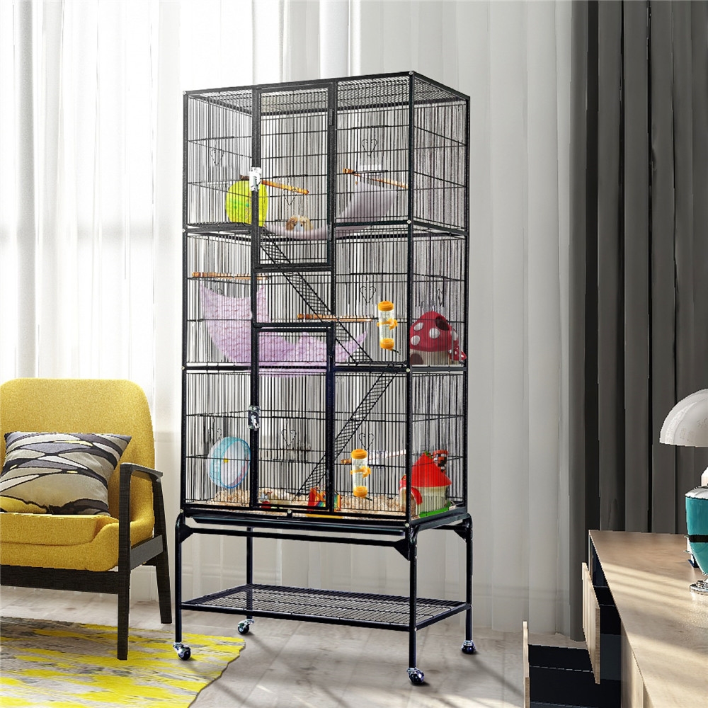 TEMU Bird Cage 69-inch Large Parrot Cage Bird Cage Iron Play House With Perch Stand And Wheels