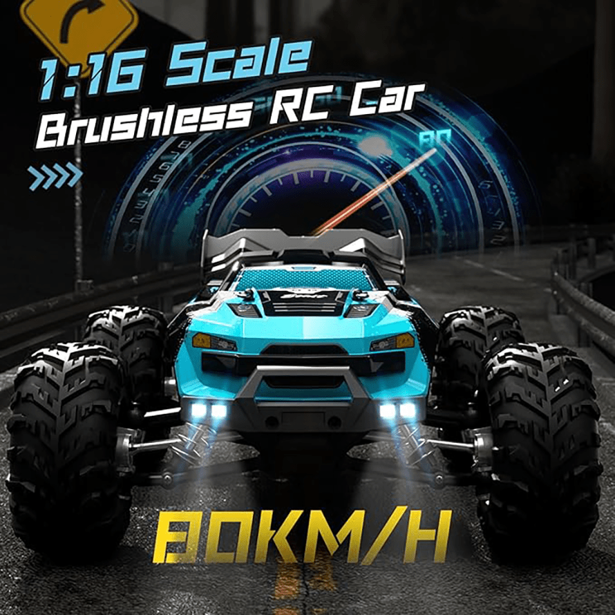 

With 2 Batteries New Sg116 2.4ghz 70km/h Professional Rc Car: Brushless Motor, 1:16 Scale 4wd Alloy High-speed Off-road Climbing Vehicle, Led Lights Perfect For Beginners Men's Present