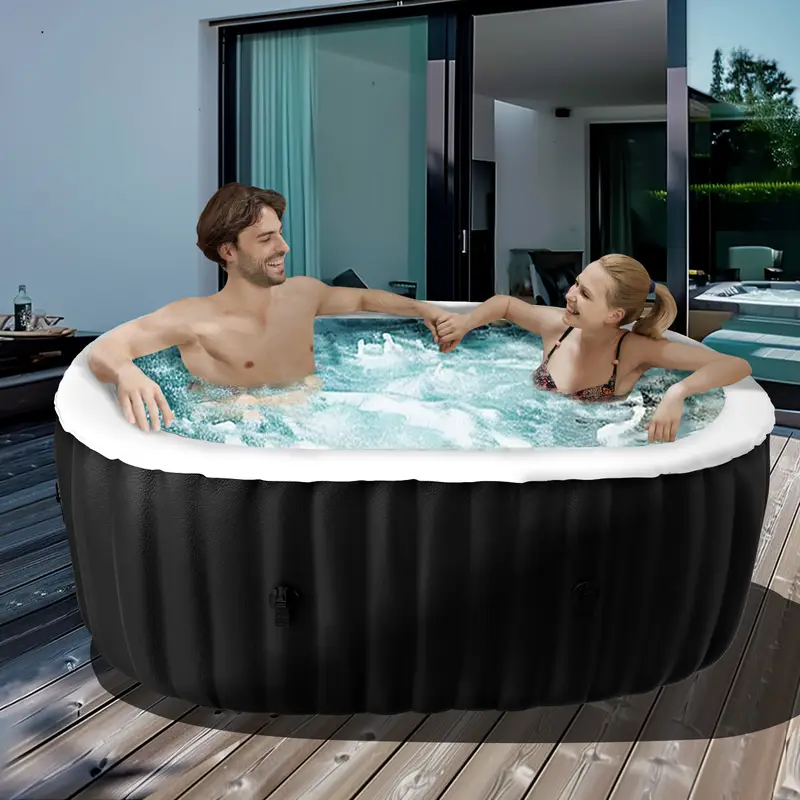 banheira de hidromassagem inflável 73 x73 x25 , para 6 , spa portátil quadrado para exterior com 130 de ar e bomba de , filtro detalhes 0
