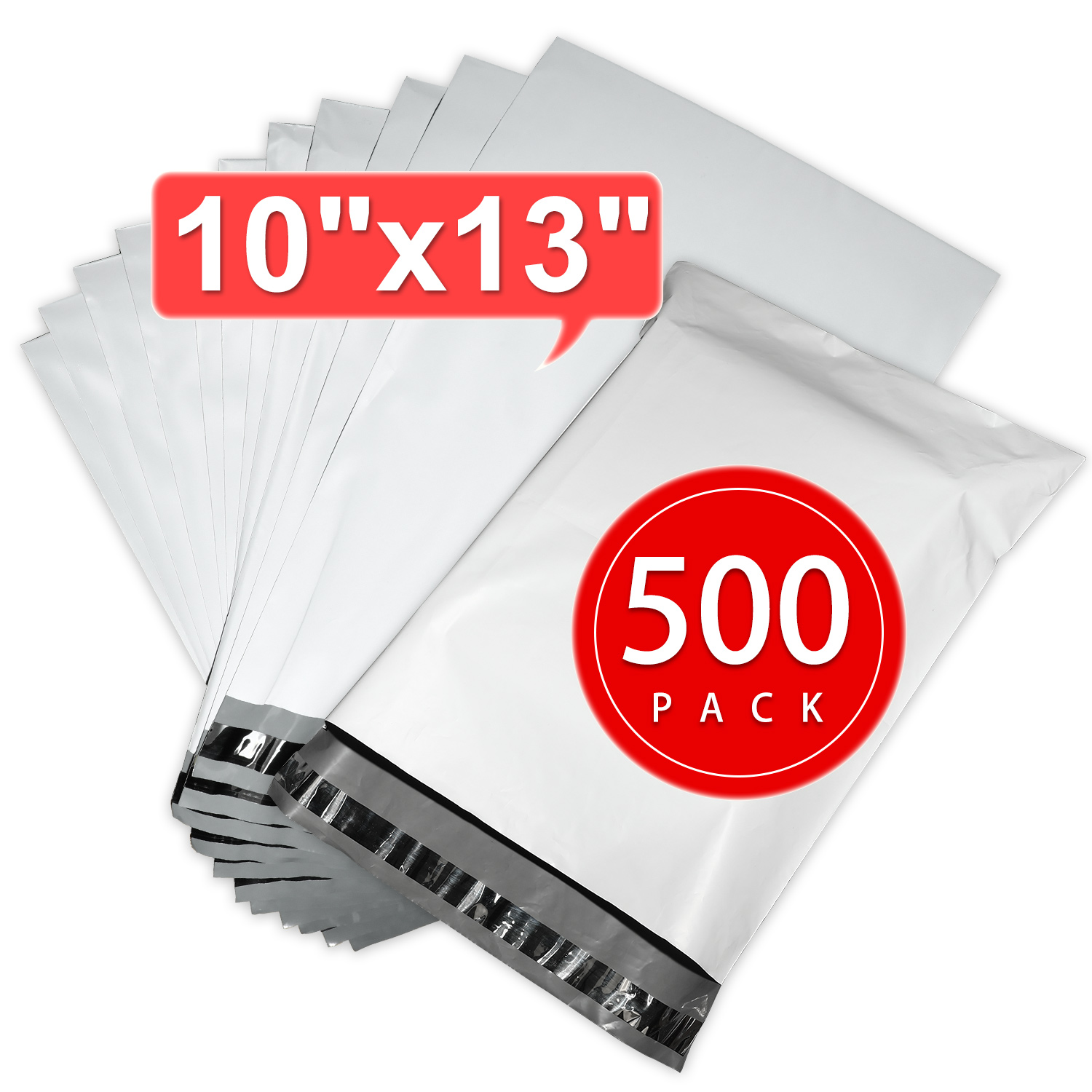 

Reliable Mailer 10x13 Inch 500pcs White Poly Mailers Shipping Envelopes, Self Sealed Mailer Bags With Waterproof And Tear-proof Postal Bags, Packaging For Small Business No Bubble Or Padded Inside