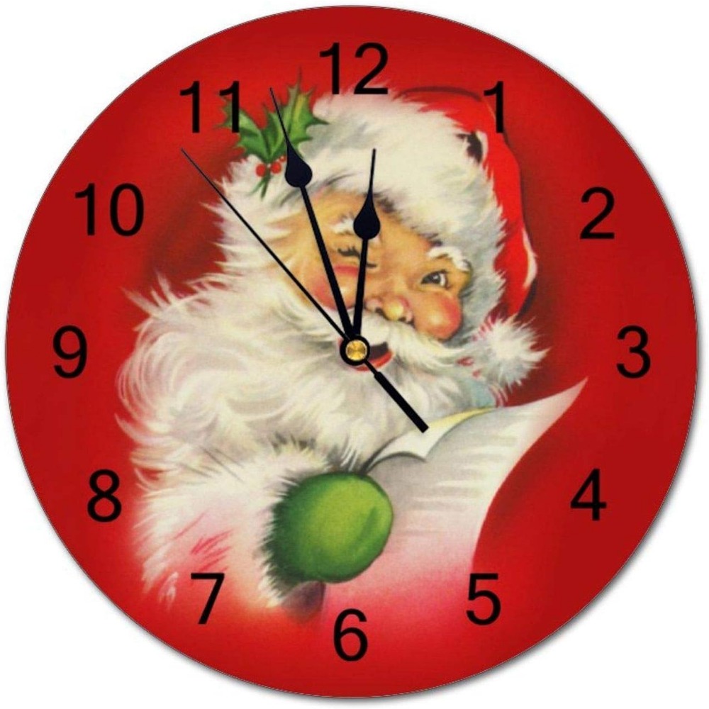 

Pvc Wall Clock With Vintage Santa Claus Round Wall Clock For Home Wall Office Decoration 9 Inches, Christmas Gifts, Best Friend Gift