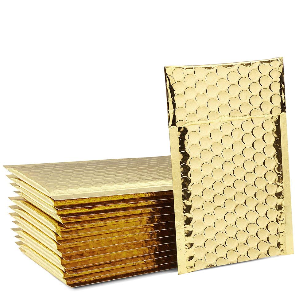 

Metallic Gold Padded Envelopes Self-sealing Mailers Extra Wide 4x8 (inner 4x7)