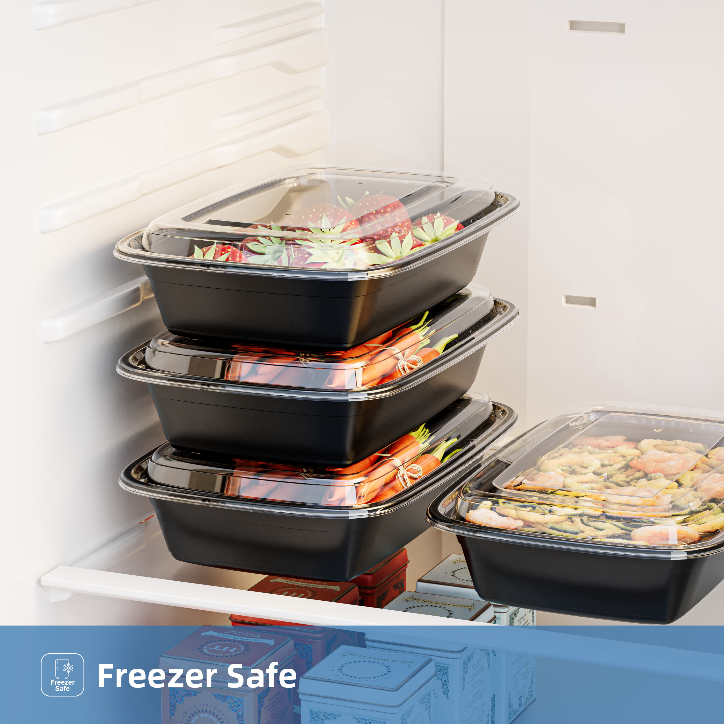 Black Rectangular Black Rectangular Meal Prep Plastic Food Temu