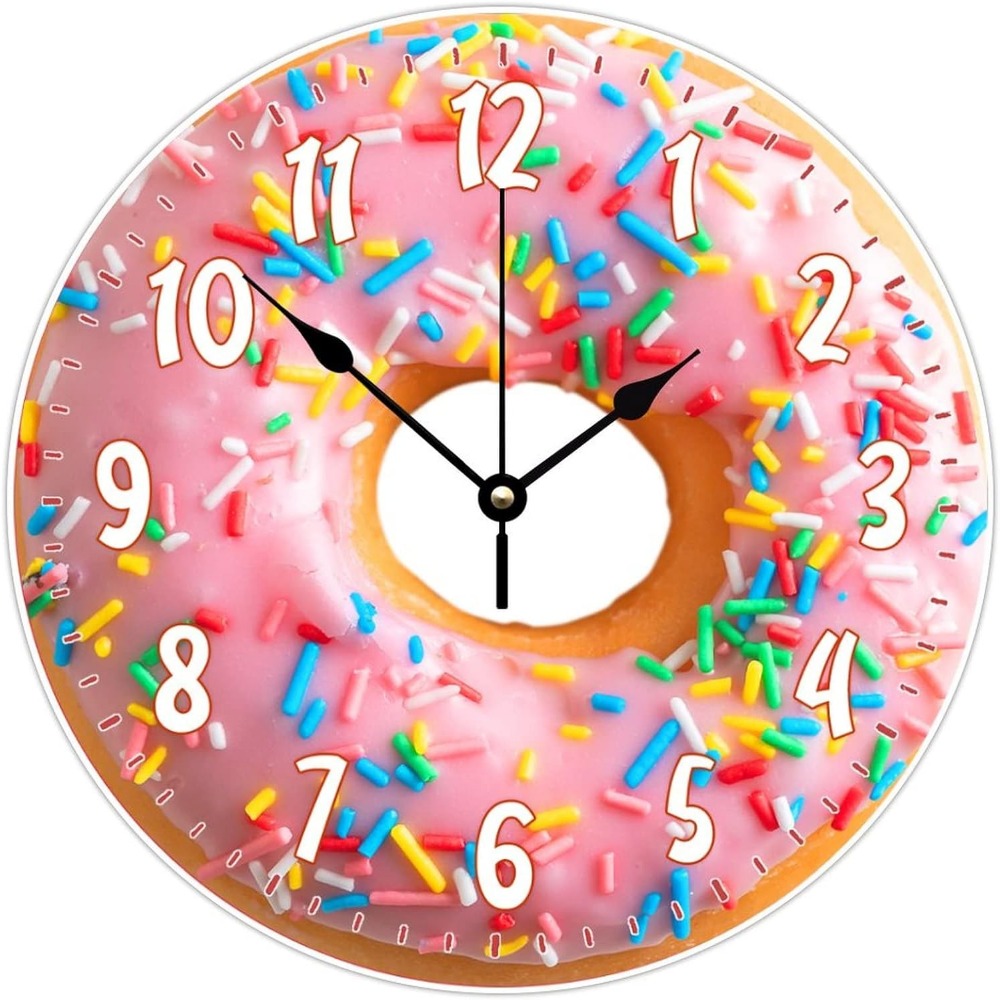 

Funny Food Snacks Wall Clock Donuts Unique Fast Food Non Ticking Clock Battery 10inch Decor Clock Retro Easy Hang For Home Office Bedroom Kitchen Indoor, Unique Gift Idea,gift For