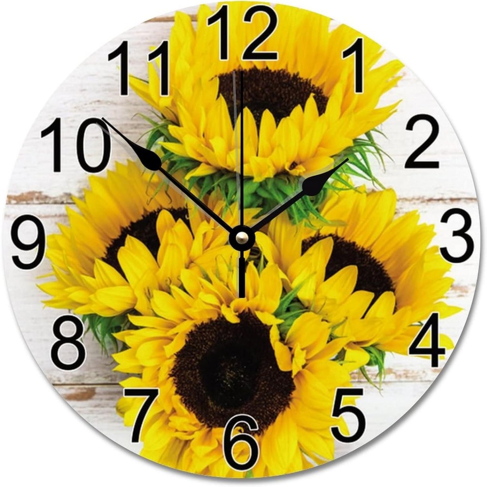 

Sunflowers Wall Clock Vintage Kitchen Inch Silent Non-ticking Wall Clocks Battery Operated Living Room Bedroom Kitchen Farmhouse Decor Christmas Birthday Gift, Friend Gift, Best Friend Gift