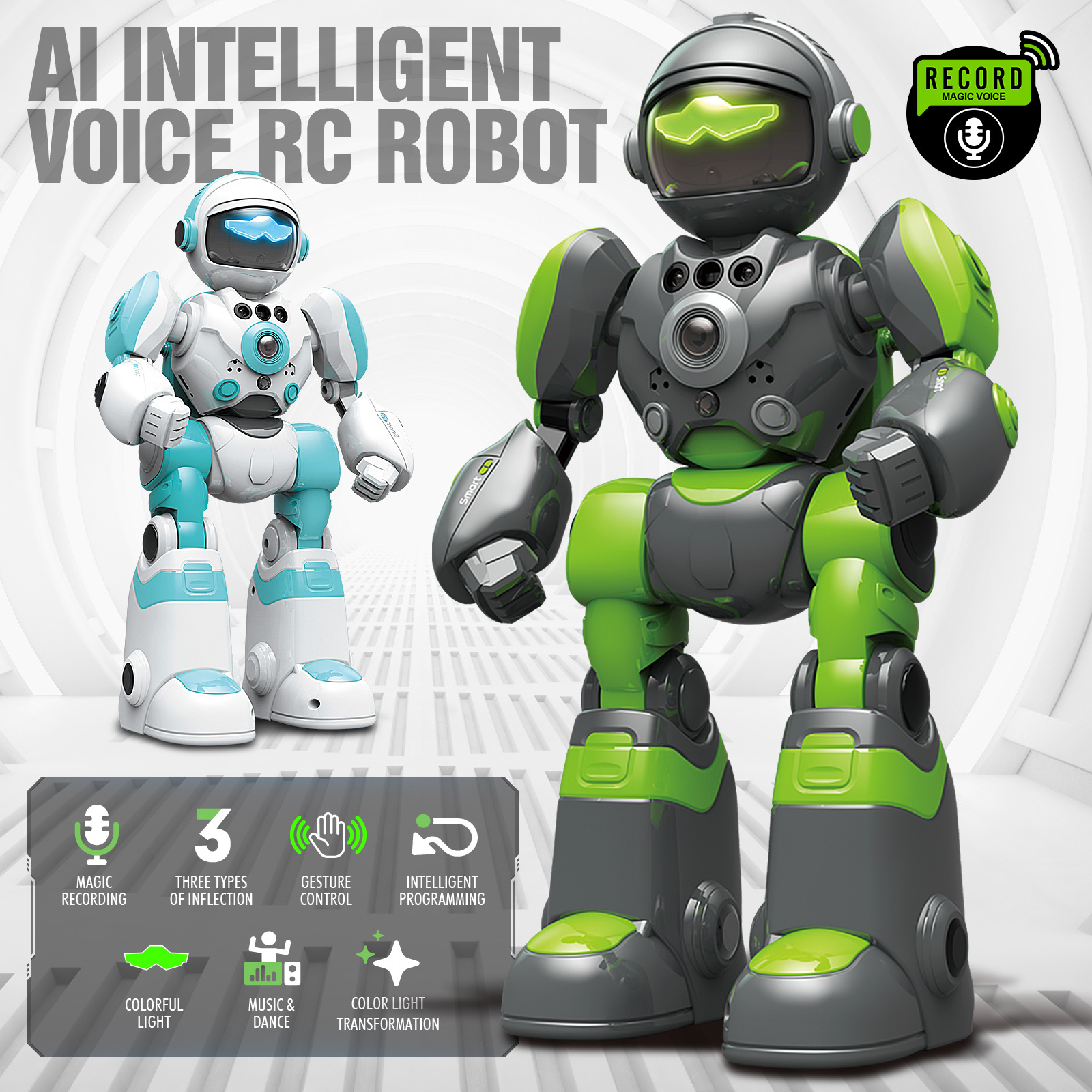 AI Voice Control Robot Remote Control Robo Toys RC Robots with Gesture Control LED and Voice Interactive Intelligent Warriors as Gift for Kids