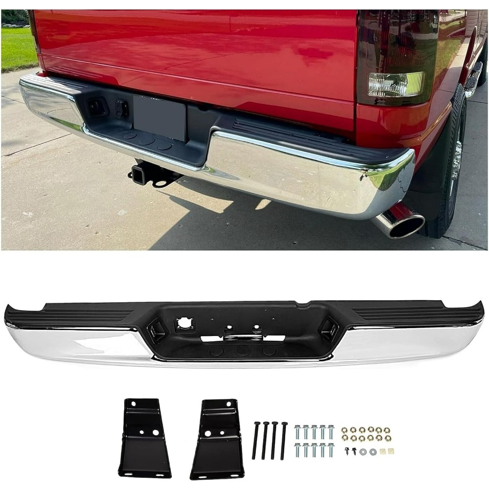 

Rear Step Bumper Assembly Compatible With 2002-2009 Dodge Ram 1500 2500 3500 W/license Plate Light Replace For Ch1103111 Ch1103108 55077107ad 55077107af Fleetside Styleside Chrome