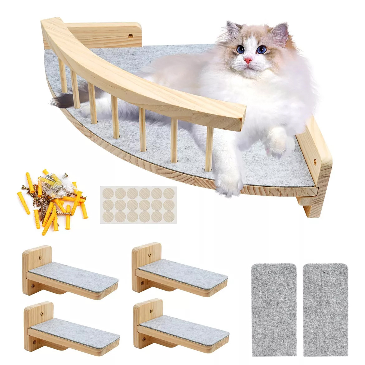 

Cat Shelves For Wall With Post 13 13 In Indoor Walled Mounted Cat Bed With 6 Felt Pad Wood Cat Bed With Climbing Shelf For Cats Support 20 Lbs Christmas Gifts