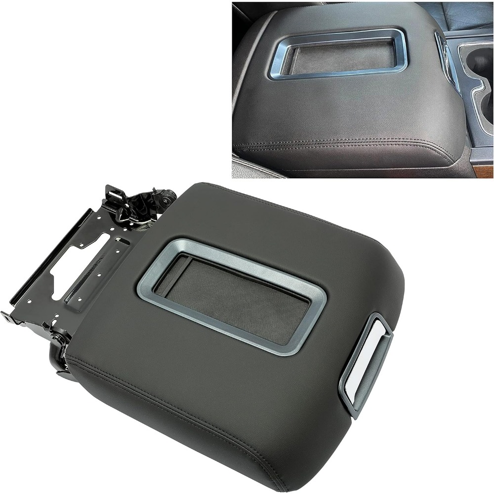 Center Console Armrest Lid Compatible With 2014-2018 Silverado/ Sierra, 2015-2020 Replace For 0227083aa L0227083aa W/steel Bracket Black Artificial Leather