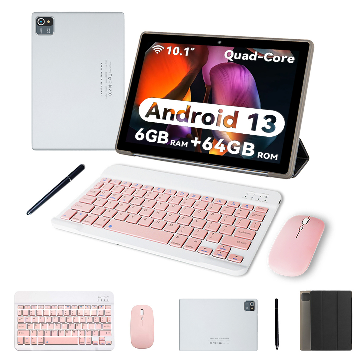 

Aeezo 10.1-inch 2-in-1 Tablet And Wireless Keyboard Combo, 13 Silver Tablet, 6gb (2+4) , 64gb Rom, - Processor, 800x1280 Hd, 5000mah, Dual Camera With Case, Mouse, Stylus (pink)