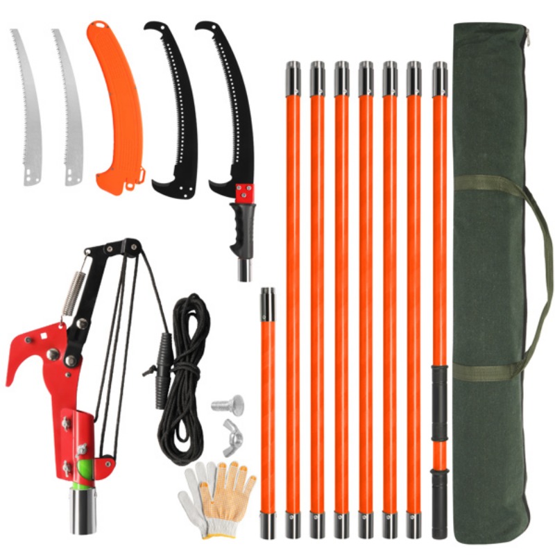 

26ft Manual Pole Saw, Lightweight Tree Trimmers Long Handle Pruner Set, Sharp Steel Blade And Scissors Pole Saw For Trimming Palm, , , Other High Trees And Shrubs