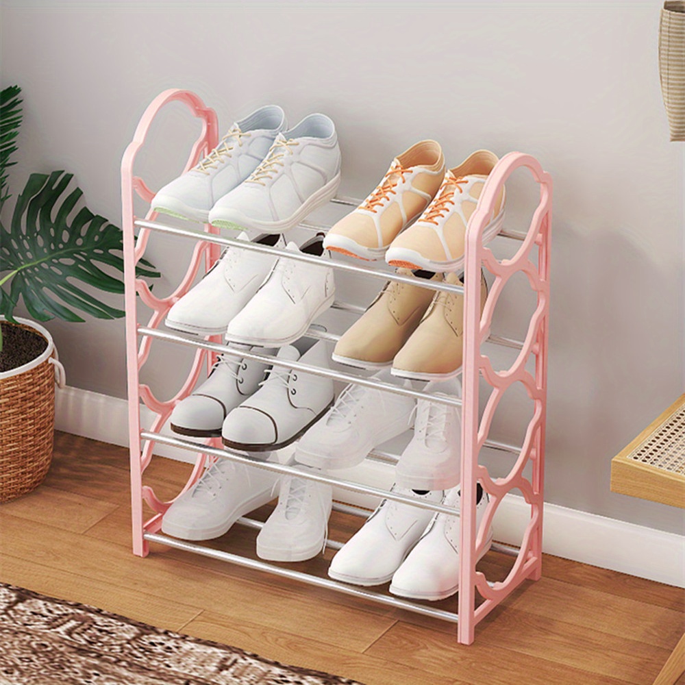 

4 Tier Shoe Rack Organizer For Closet Stainless Steel, Shoe Shelf For Front Door Entrance And Entryway, Floor Shoe Rack Cabinet Easy To Install And Space Saving, Free-standing Shoe Storage