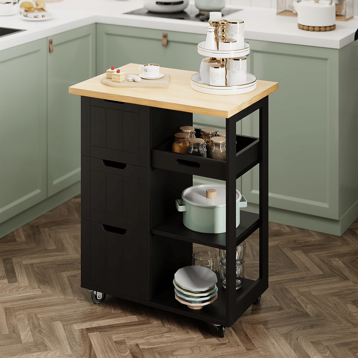 

26" On Shelves, Portable Dining 3 Drawers