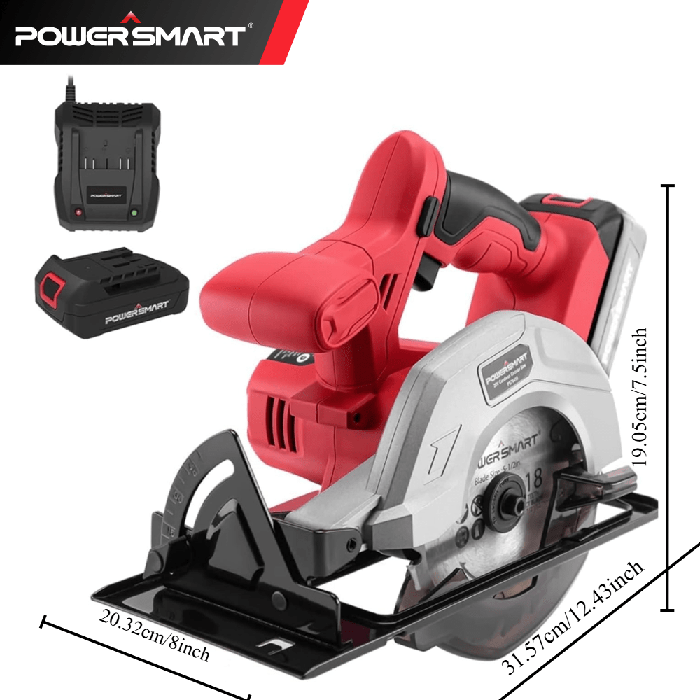 

Powersmart 20v 5-1/2 Inch Cordless Saw With 1.5ah Battery And Fast Charger - 3800rpm Ps76410a