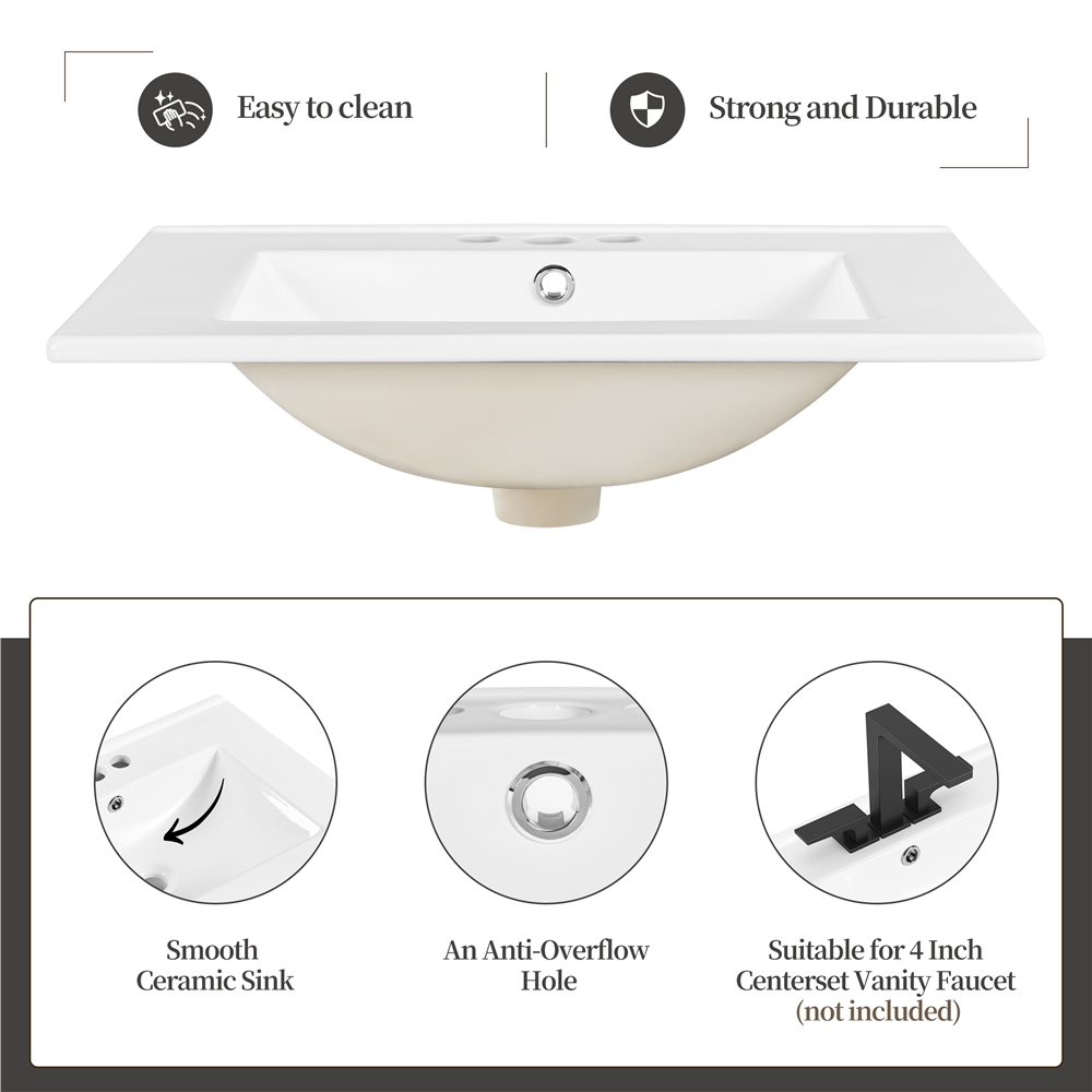 Freestanding Bathroom Vanity with Ceramic Sink - Modern Storage Floor Cabinet with Drawer 15 Freestanding Bathroom Vanity with Ceramic Sink Storage