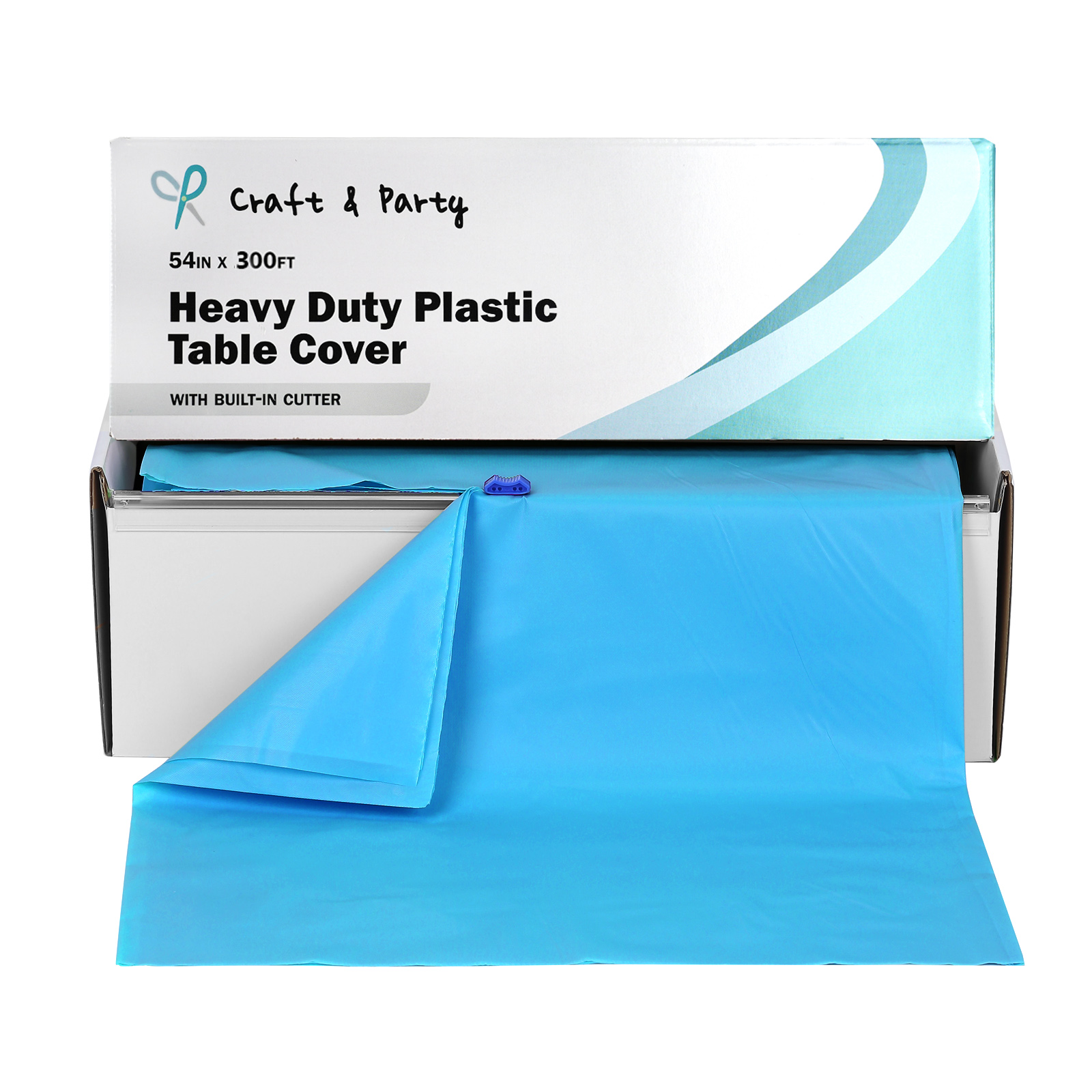 

Plastic Table With Built In Cutter, 54" Heavy Duty Plastic Banquet Table , Plastic Disposable Tablecloth Roll