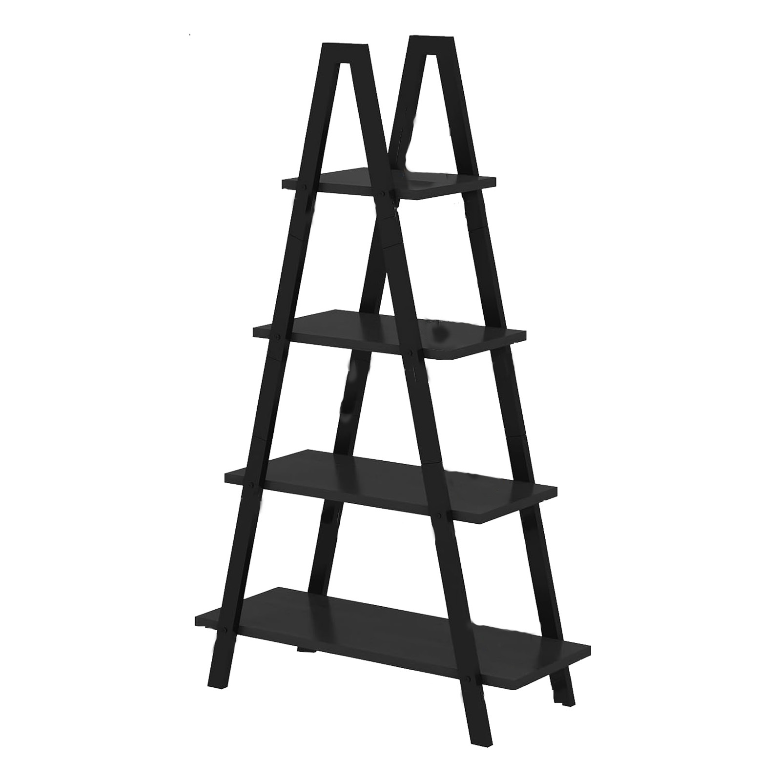 4-Tier Industrial Bookshelf with Metal Frame, Shelving, Flower Stand, Triangular Shape, Home Office and Living Room