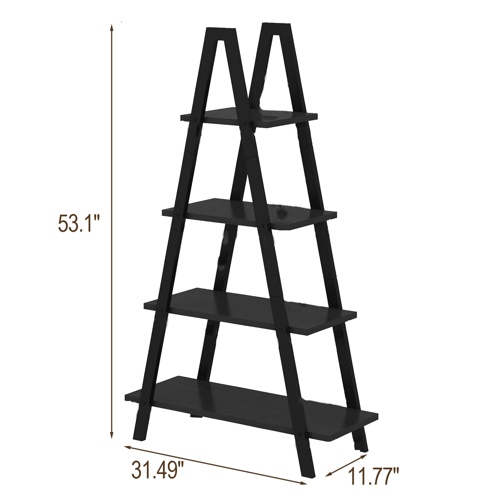 4-Tier Industrial Bookshelf with Metal Frame, Shelving, Flower Stand, Triangular Shape, Home Office and Living Room