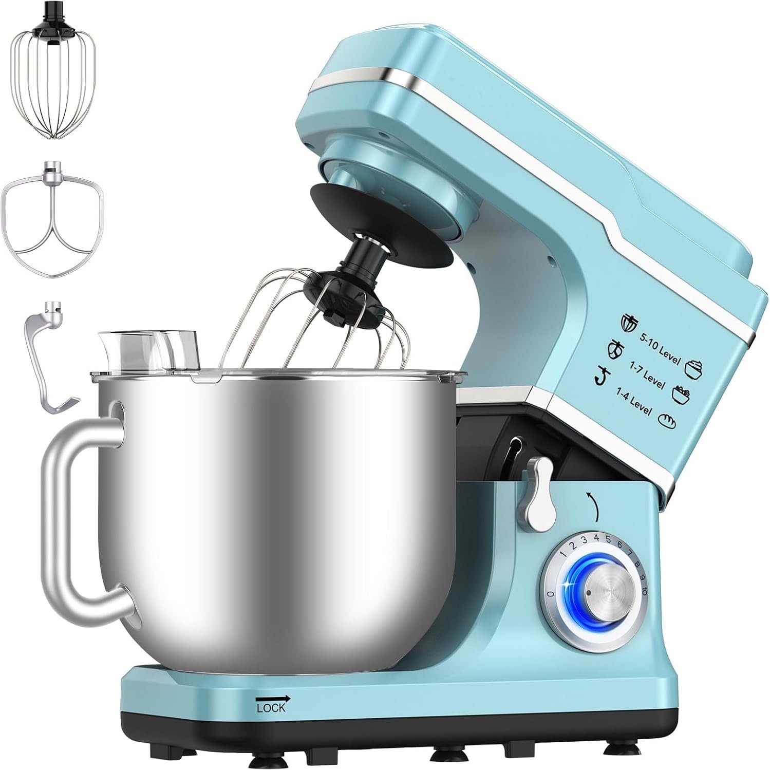 

Kitchen Electric Stand Mixer, 7.5qt Capacity, 660w Tilt-head Electric Food Mixer, 10 Speed Portable Mixer With Dough Hook, Stainless Steel Bowl, Egg Whisk, Beater Compact Dough Mixer