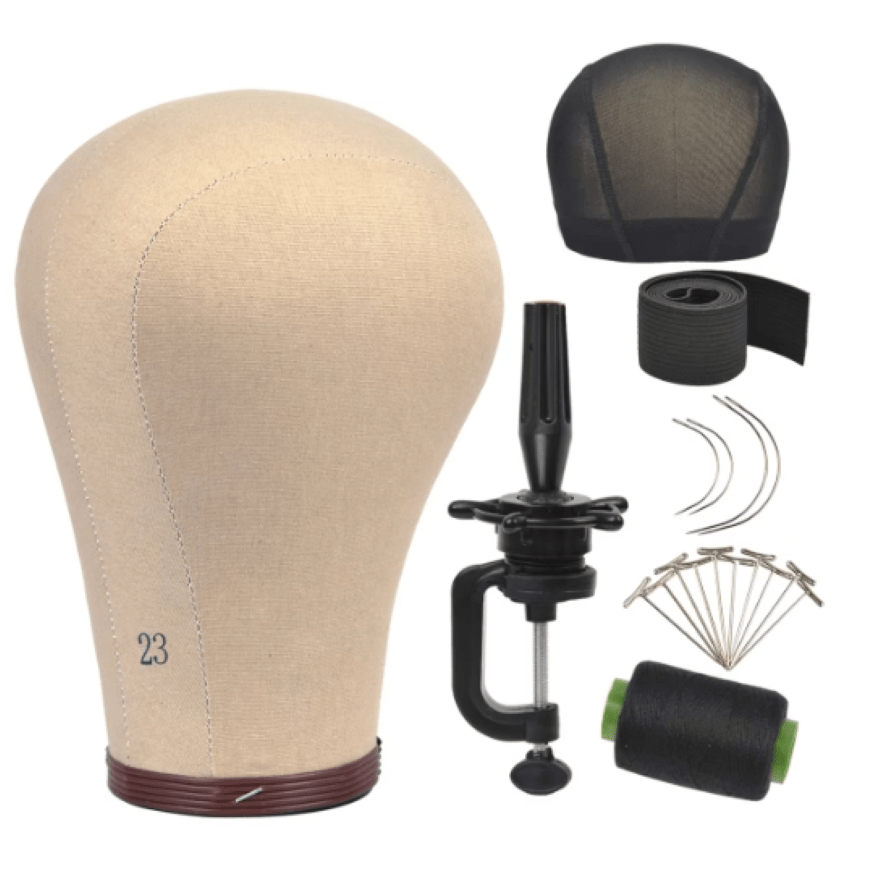 

22inch Wig Head,wig Stand Tripod With Head,canvas Wig Head,wig Head Stand With Mannequin Head For Wigs,manikin Canvas Head Block Set For Wigs Making Display With Table Clamp, Wig Cap And T Pins