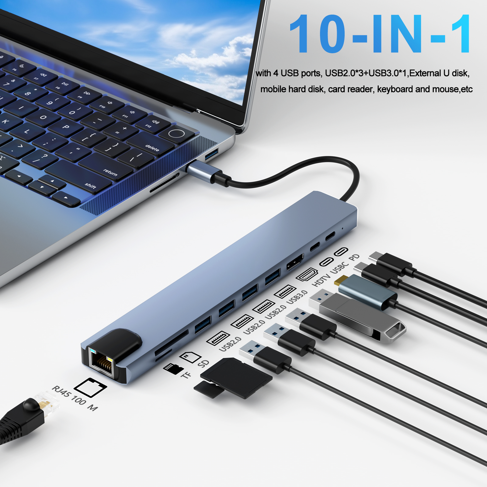 

Usb C Docking -in-1 Usbc Adapter With 4k Hdtv Support With Rj45 Ethernet,3 Usb Pd&sd/tf - Laptop Accessories