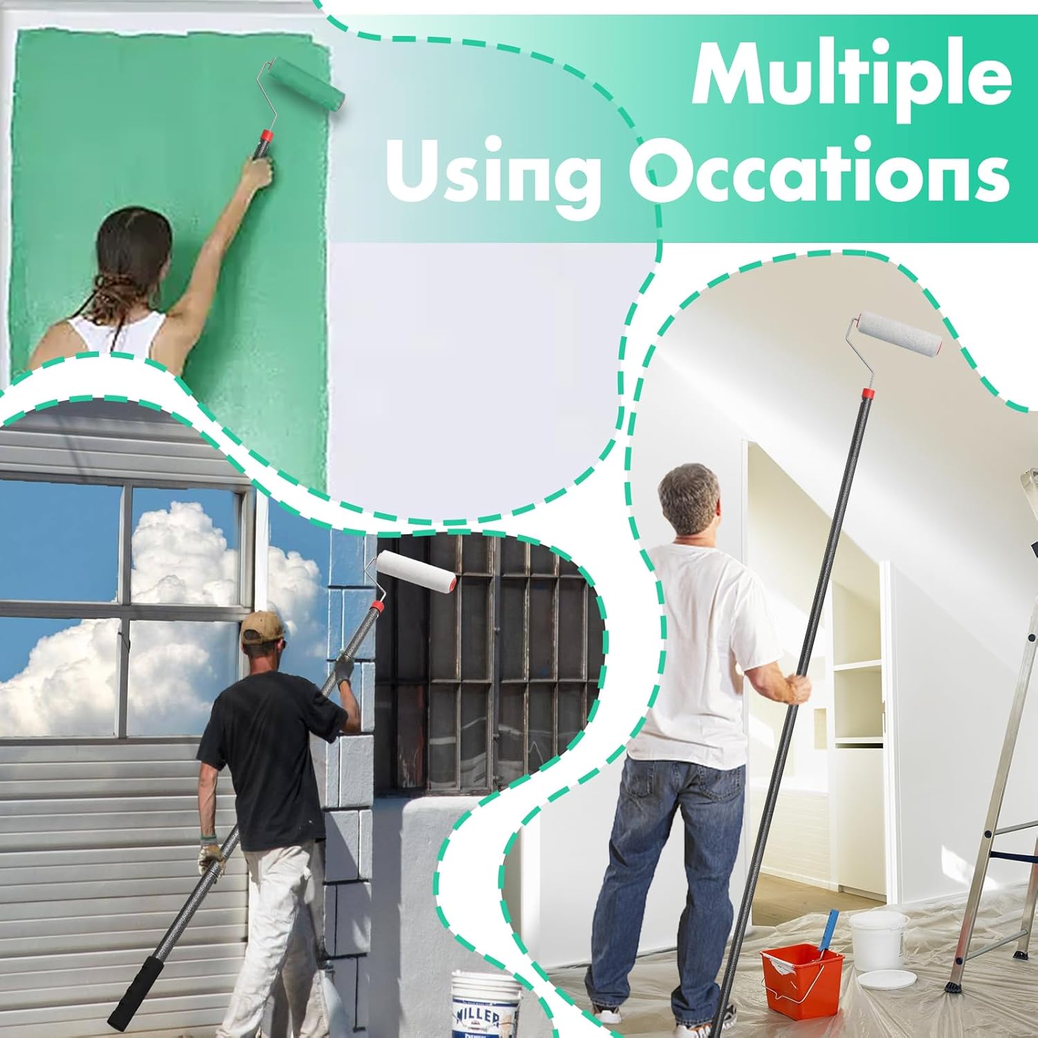 Paint Roller Brush Kit Paint Roller Extension Temu